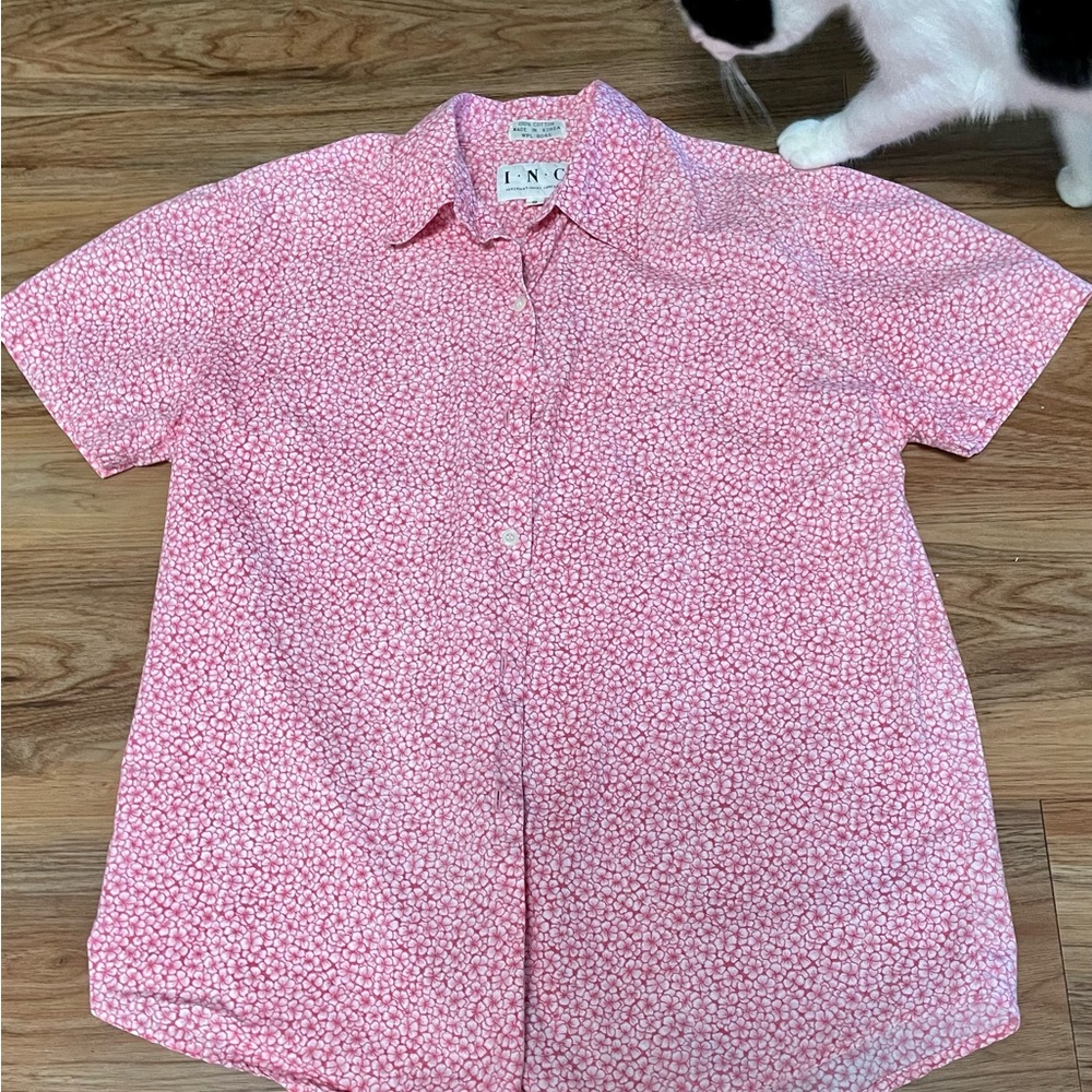 Pink floral print shirt